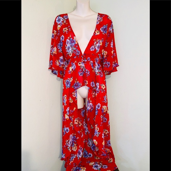 NWOT Beautiful floral button maxi kimono - Picture 4 of 10